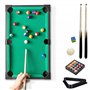 Mini Table de Billard Americain - Mini Billard Mobile - Revêtement Feutrine Vert - 2 Queues, 16 Boules, Triangle et Craie - Coul