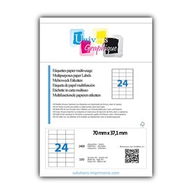 2400 Etiquettes adressage autocollantes 70 x 37 mm - 100 Feuilles A4 de 24 étiquettes multi-usage 70x 37.1 mm compatibles jet d’