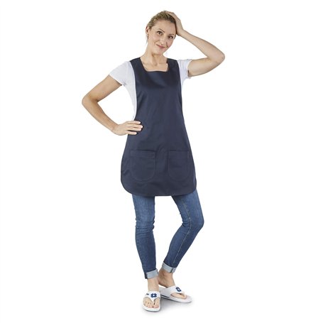 Hurry Jump Tablier Chasuble Blouse chasuble Coloris Marine Encolure Carrée Taille coté reglable par pression