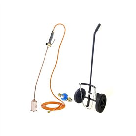 KEMPER - Desherbeur pro tuyau 5 m bruleur 60 mm Allume gaz + détendeur propane inclus + chariot à roues pour bouteille gaz