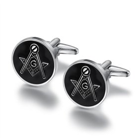 BOBIJOO JEWELRY - Paire de Boutons de Manchette Franc-Maçon Loge Maçonnerie Equerre Compas G 18mm