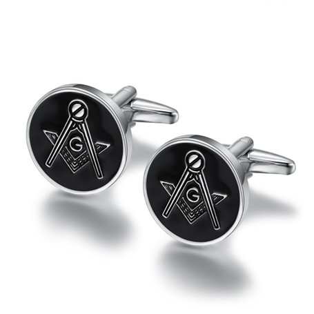 BOBIJOO JEWELRY - Paire de Boutons de Manchette Franc-Maçon Loge Maçonnerie Equerre Compas G 18mm
