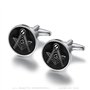 BOBIJOO JEWELRY - Paire de Boutons de Manchette Franc-Maçon Loge Maçonnerie Equerre Compas G 18mm