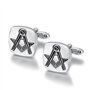 BOBIJOO JEWELRY - Boutons de Manchette Loge Forme Carrée 17mm Franc-Maçon Equerre Compas Gravure