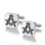 BOBIJOO JEWELRY - Boutons de Manchette Loge Forme Carrée 17mm Franc-Maçon Equerre Compas Gravure