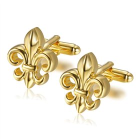 BOBIJOO JEWELRY - Paire Boutons de Manchette Fleur de Lys Doré Or Fin Accessoire Homme Royaliste