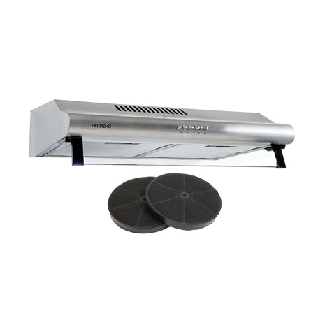 BELDEKO - Hotte Casquette/Visière 60 cm INOX 240 m3/h 2 Filtres à charbon