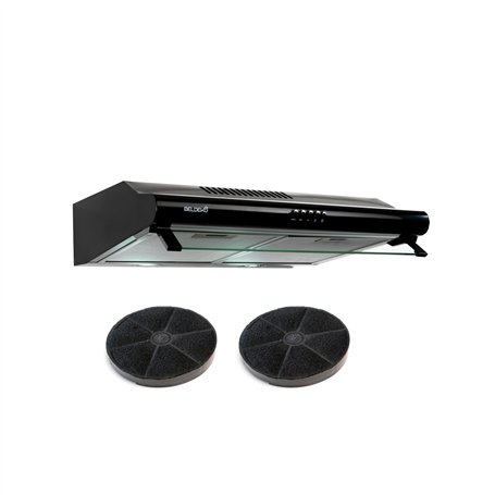 BELDEKO - Hotte Casquette/Visière 60 cm NOIR 240 m3/h 2 Filtres à charbon