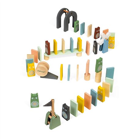 Janod - Dominos en Bois - Collection Sweet Cocoon - Jouet d'Eveil et Premier Age Peint à l'Eau - Jouet d'Adresse - Apprentissage