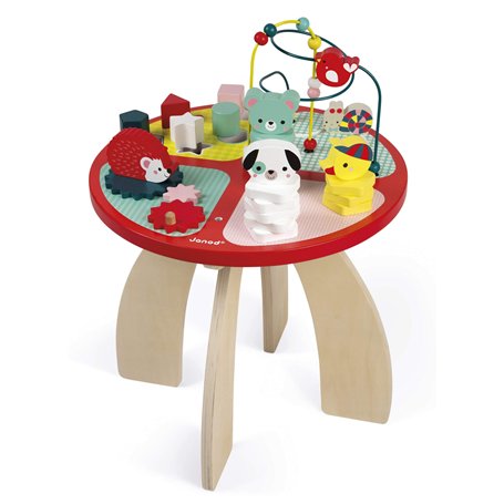 Janod - Table d'activités en Bois Baby Forest - Grand Jouet d'Éveil pour Encastrer