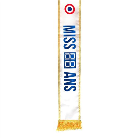 Maelsa® Echarpe Miss Femme anniversaire personnalisable de 0 à 99 ans tricolore avec stylo et certificat officiel