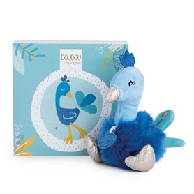 Doudou et Compagnie - Peluche Paon - 15cm - Bleu - Minizoo - DC3526