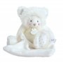 Doudou et Compagnie - Peluche Ourson Avec Doudou Mouchoir - 22 cm - Blanc - Trop Mimi - DC3555