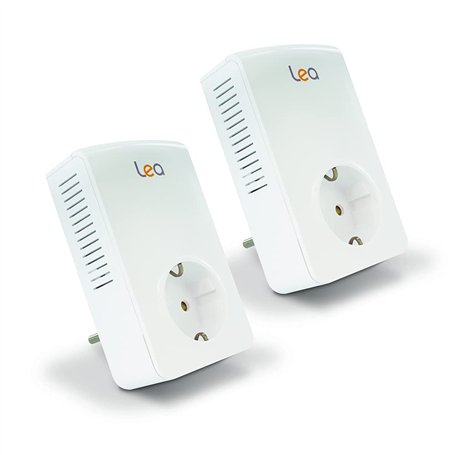 Pack de 2 x CPL LEA Networks NetSocket1800 (1800 Mbps) Ethernet Gigabit avec Prise gigogne filtrée
