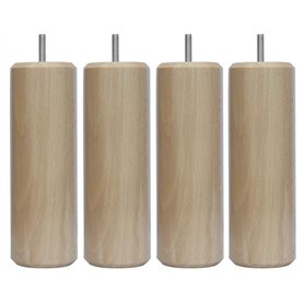 MARGOT 3700527815763 Caméléon Cylindre Lot de 4 Pieds de lit Bois Vernis naturel Hauteur 20 cm