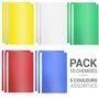 Waytex 931340 Chemises à lamelles A4 Lot de 10 Chemises de Présentation en polypropylène Couverture transparente 5 Couleurs asso