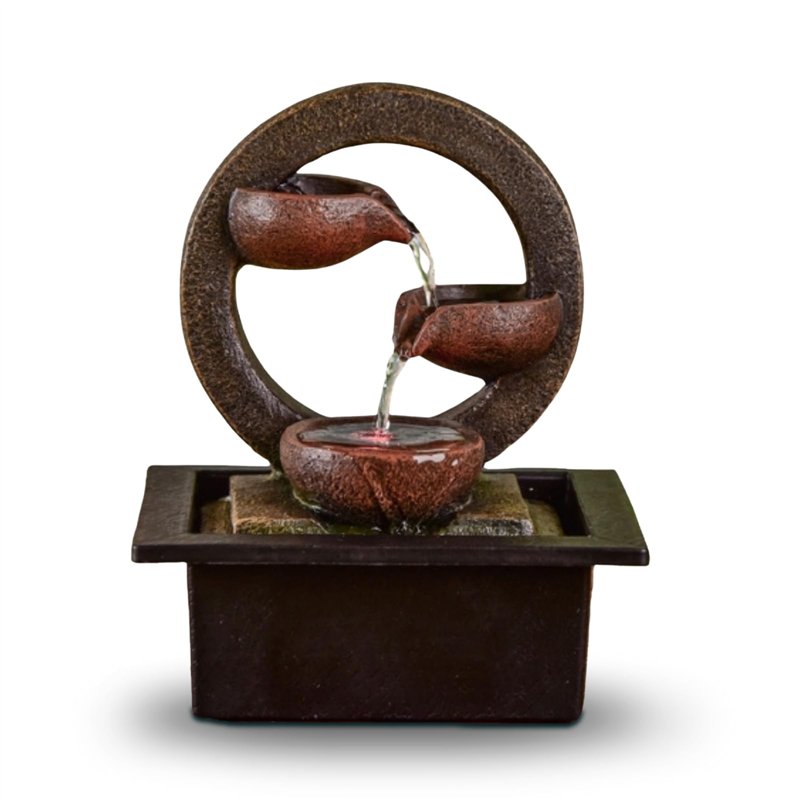 ZEN'LIGHT, Fontaine d'Intérieur Zen Terai, Décoration d'intérieur Originale, Ecoulement d'Eau Naturel- Eclairage Led Multicolore