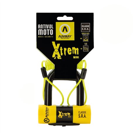 AUVRAY - Antivol moto bloque disque MINI U - BLOCK DISC XTREM MINI - Haute sécurité - Cordon de rappel-Certifié SRA et ART-Recom