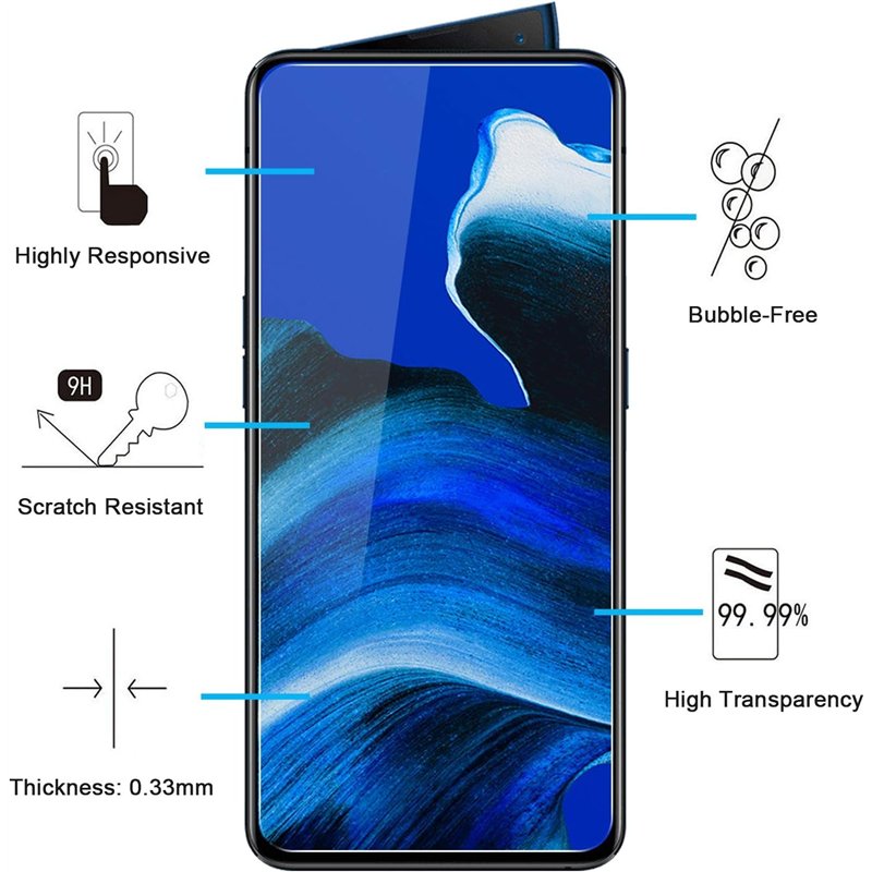 Image secondaire de NEW'C Lot de 3, Verre Trempé pour Oppo Reno 2, Reno 2Z, Film Protection écran efficace contre les Rayures - sans Bulles - Ultra 