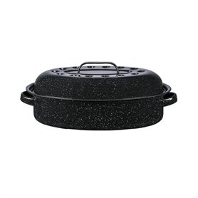 GRANITEWARE - Cocotte Roaster format moyen – Acier émaillé – Ovale – 4L – Ultra-légère - Cuisson dorée et moelleuse