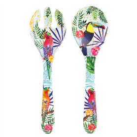 Les Jardins de la Comtesse – Couverts à salade en Mélamine Pure – Toucans de Rio – 33 cm – Multicolore - Service de Table de la