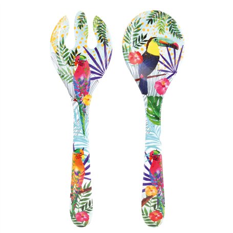 Les Jardins de la Comtesse – Couverts à salade en Mélamine Pure – Toucans de Rio – 33 cm – Multicolore - Service de Table de la