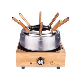 LITTLE BALANCE 8320 Wood Fondue 8 Inox - Appareil à fondue 8 personnes - Caquelon Inox anti-adhésif grande contenance 2 litres -