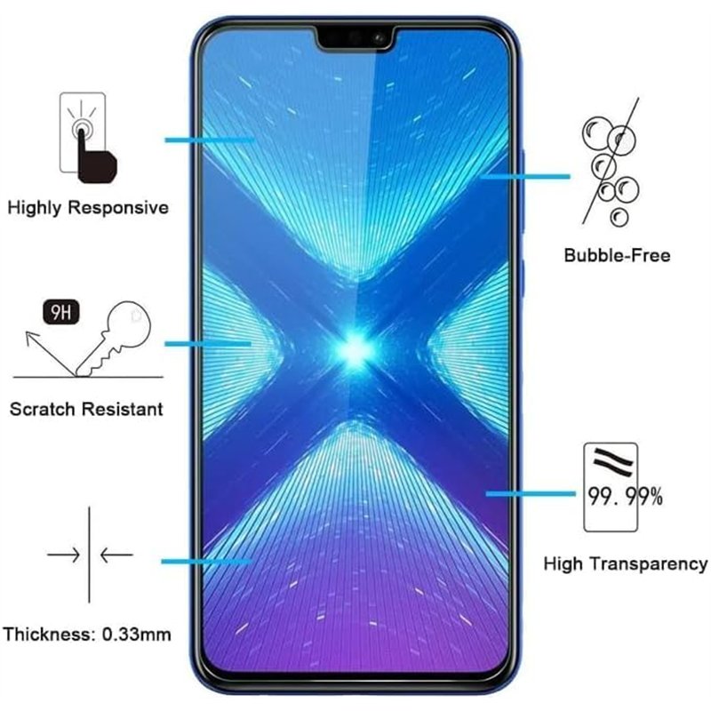 Image secondaire de NEW'C Lot de 2, Verre Trempé pour Honor 8X, Film Protection écran sans Bulles d'air Ultra Résistant (0,33mm HD Ultra Transparent
