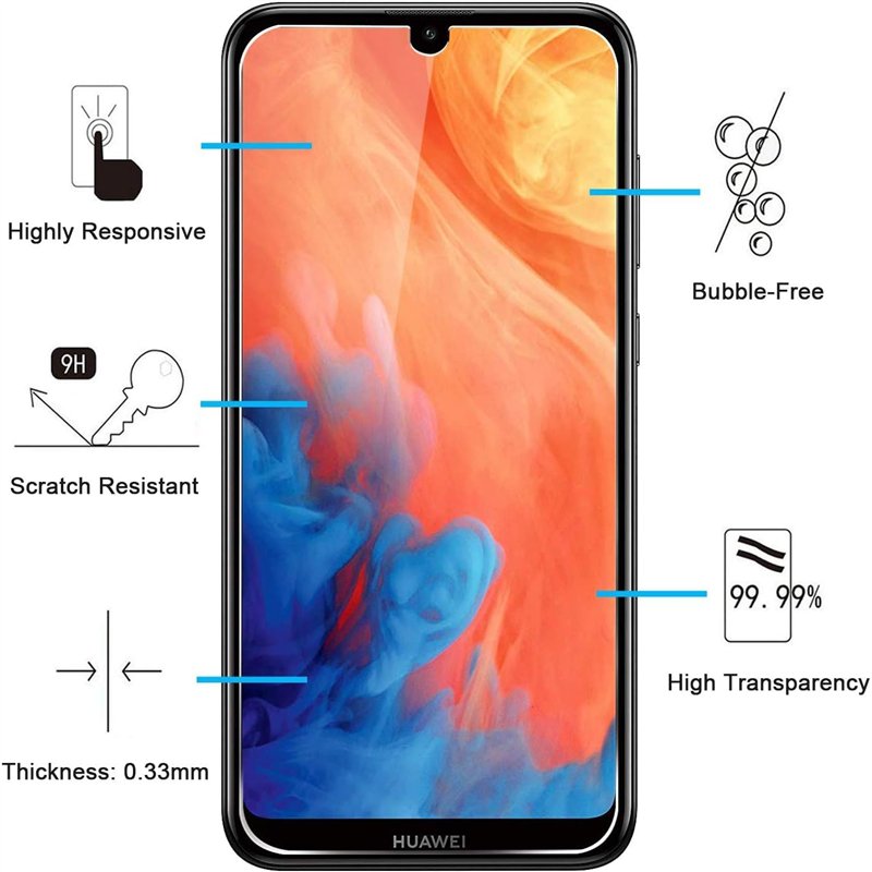 Image secondaire de NEW'C Lot de 2, Verre Trempé pour Huawei Y7 2019, Y7 Pro 2019, Y7 Prime 2019, Film en Protection écran efficace contre les Rayur