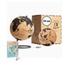 TRIPVEA® Globe terrestre 24 cm vintage en liège + 342 drapeaux autocollants à planter - Mappemonde décorative thème voyage - Idé