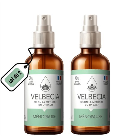 Velbecia® - Fleurs du Dr Bach Ménopause 50ml +1 OFFERT - SANS ALCOOL - Bouffées de chaleur