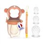 Tetine Grignoteuse Bebe et 3 Tétines Évolutives | Design Singe | En Silicone Médical et Sans Bisphénol A | Attache tétine offert
