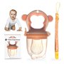 Tetine Grignoteuse Bebe et 3 Tétines Évolutives | Design Singe | En Silicone Médical et Sans Bisphénol A | Attache tétine offert