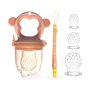 Tetine Grignoteuse Bebe et 3 Tétines Évolutives | Design Singe | En Silicone Médical et Sans Bisphénol A | Attache tétine offert