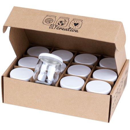 DIY Creation - Lot de 12 Pots de Yaourt en Verre avec couvercles hermétiques - Yaourtière Seb Multidélices