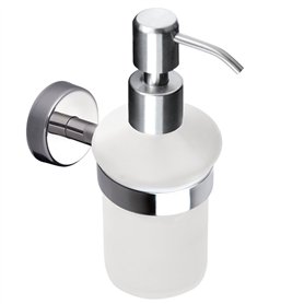 Kapitan Distributeur de Savon avec Support Mural en Verre Acier Inoxydable Fini Poli