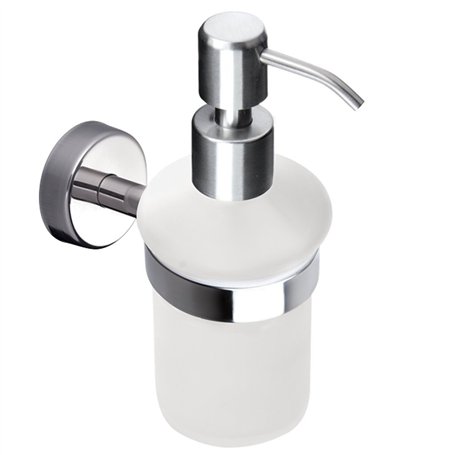 Kapitan Distributeur de Savon avec Support Mural en Verre Acier Inoxydable Fini Poli