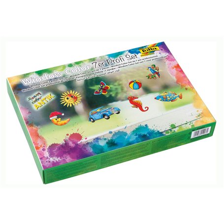 Folia - 45007 - Lot de 7 tubes de peinture vitrail Window Color Funny ANTIK