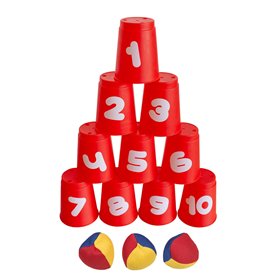 Idena 40416 - Jeu de lancer de balles avec 10 gobelets et 3 balles