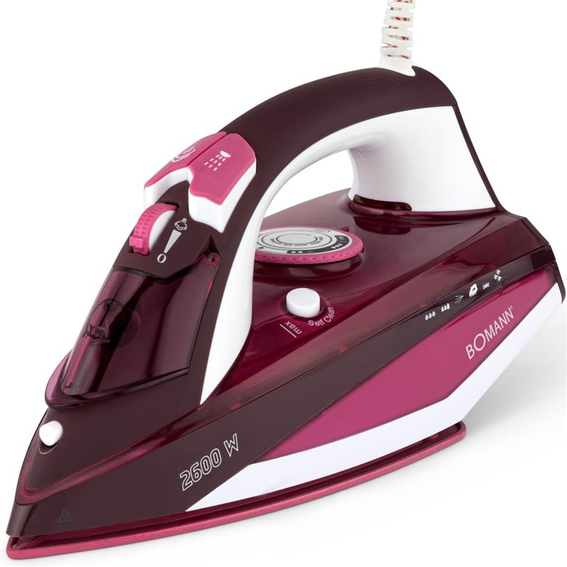 Bomann, DB 6005 CB, Fer à repasser vapeur, 2600 W, Vapeur Verticale, Semelle Céramique anti rayures, 40 buses pour la Vapeur Bla