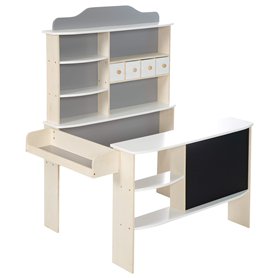 roba Marchande Enfant en Bois pour Garçons et Filles de 3 Ans et plus - 6 Compartiments 4 Tiroirs et 2 Étagères - Inclus Tableau