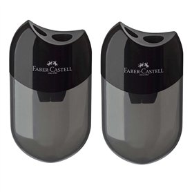 Faber-Castell - 183500 - Taille-crayon double - Couleur du boîtier : noir/transparent (2 taille-crayons)