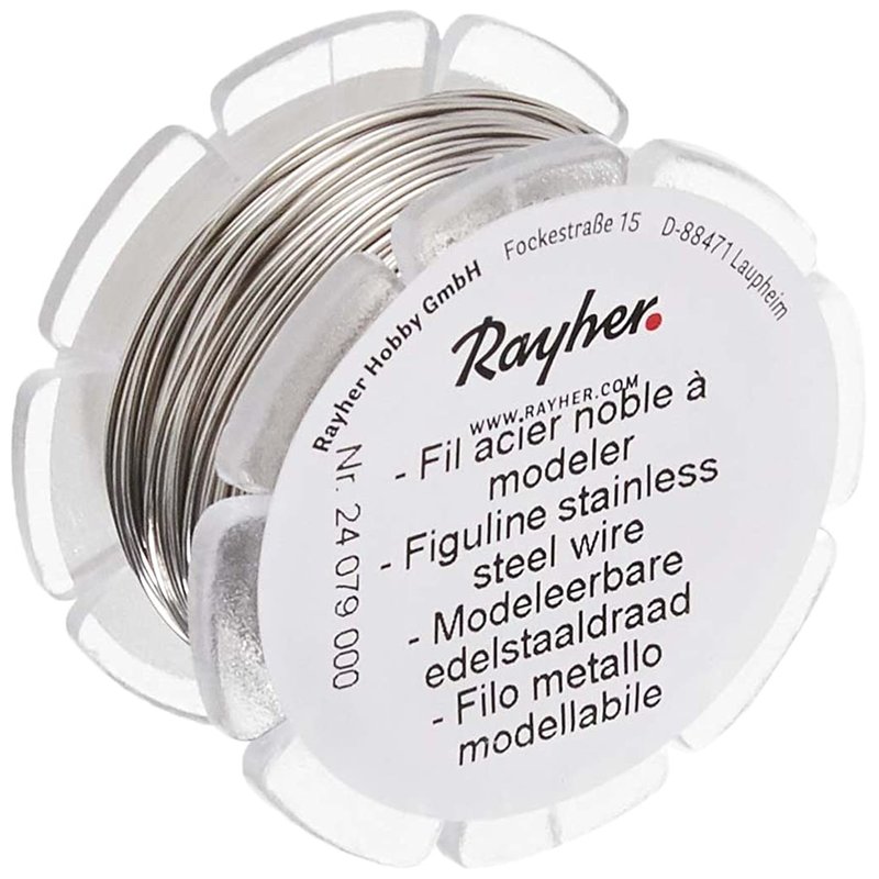 Rayher fil en acier inoxydable à modeler à 0,5 mm fil inox extrêmement malléable fil acier inoxydable pour créer vos bijoux ou c