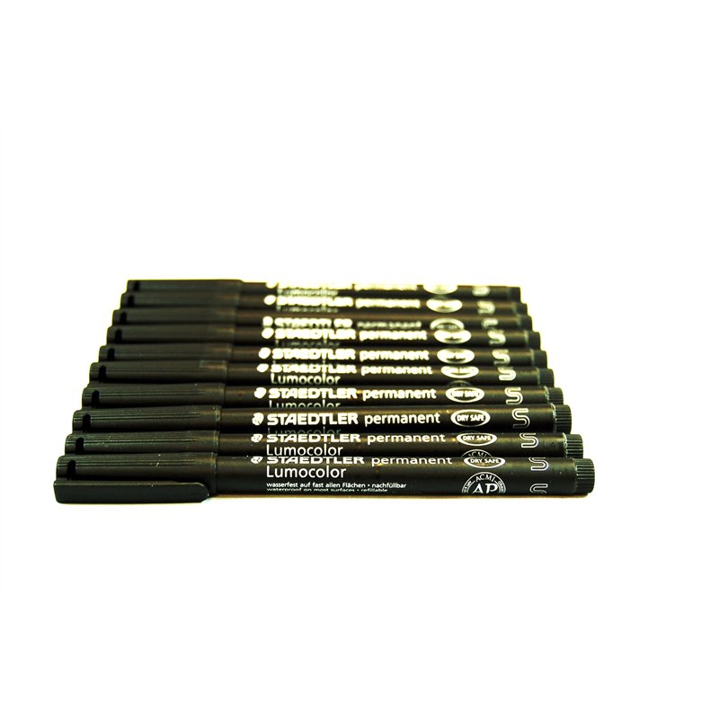 STAEDTLER Lot de 10 Marqueurs permanent Lumocolor 313S Pte Fine 0,4 mm Noir