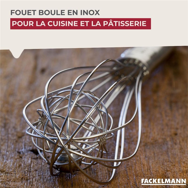 Image secondaire de Fackelmann Fouet de Cuisine en Acier Inoxydable - Fouet Boule de Pâtisserie, Argent, 26,5 cm