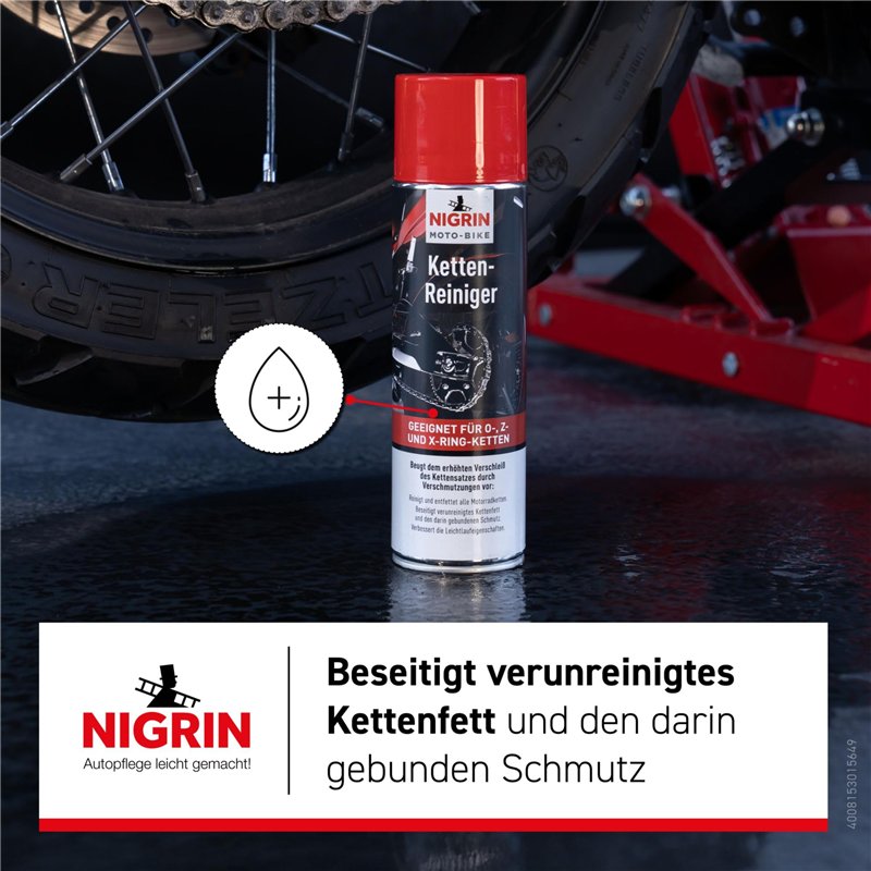 Image secondaire de NIGRIN MOTO-BIKE Nettoyant de chaîne de moto pour chaînes O-, Z et X, 500 ml