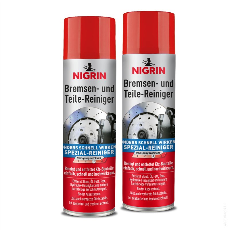 NIGRIN Lot de 2 bombes de nettoyant pour freins et pièces de moteur - 500 ml