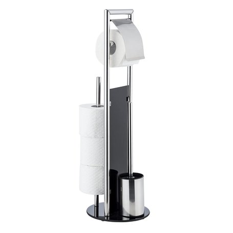WENKO Combiné WC Ravina 3en1 Blanc | Brosse WC et dérouleur Papier Toilette | Range Papier Toilette jusqu'à 3 Rouleaux | Acier I