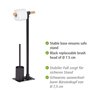 WENKO Serviteur WC 2en1 Forli, Brosse WC et dérouleur papier toilette sur pied, Acier noir et support papier toilette en bambou,
