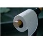 WENKO Serviteur WC 2en1 Forli, Brosse WC et dérouleur papier toilette sur pied, Acier noir et support papier toilette en bambou,
